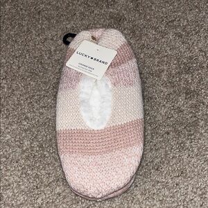 Lucky Brand Pink and Cream Lounge Sock NWT